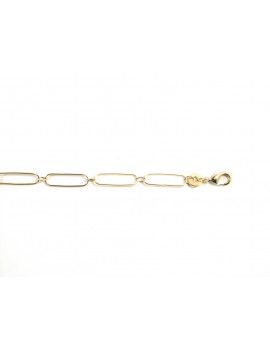 Bracelet sur chaîne composée de longs maillons plats plaqué or ♣︎