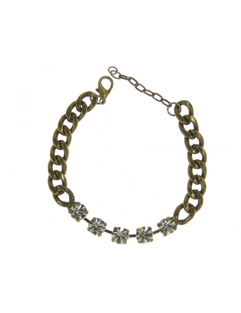 bracelet chaine gourmette et cristaux