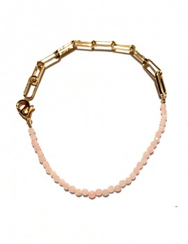 Bracelet maillons et perles roses