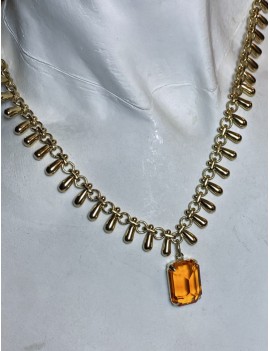 Collier Chaîne gouttes, pendentif cristal "sun"