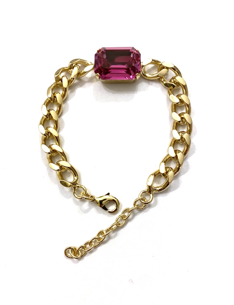 Bracelet chaîne gourmette et un cristal