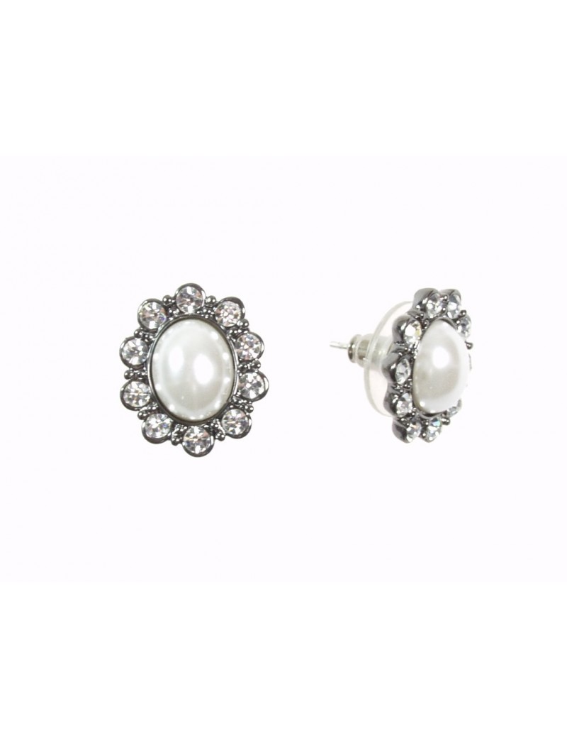 BOUCLES D'OREILLES PERLES ET STRASS