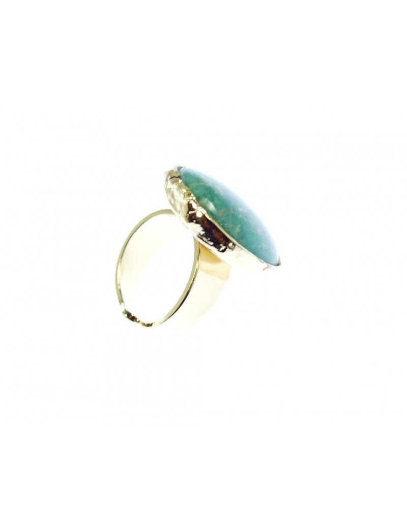 Bague Argent 925 Avec Cabochon Turquoise - Taille 55 - Années 1980/1990 - Occasion